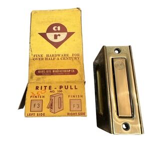 Adams-Rite Pull No 100 Brass Finish Left Right Pocket Door Hardware Vintage NOS